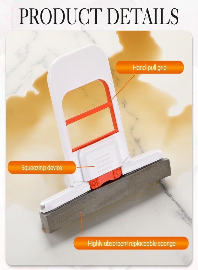Ferrochef 3 Pcs Mini Foldable Desktop Mop Portable Mini Sponge Mop with 9 Pcs Sponge Head Do Not Wash by Hand with Replaceable Sponges Head Self Squeezing Short Mops for Kitchen Floor, Reusable Mops - Image 3